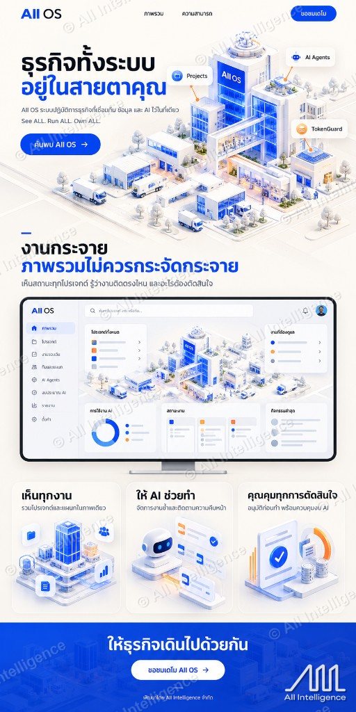 หน้าเว็บ AII OS ธุรกิจทั้งระบบอยู่ในสายตาคุณ